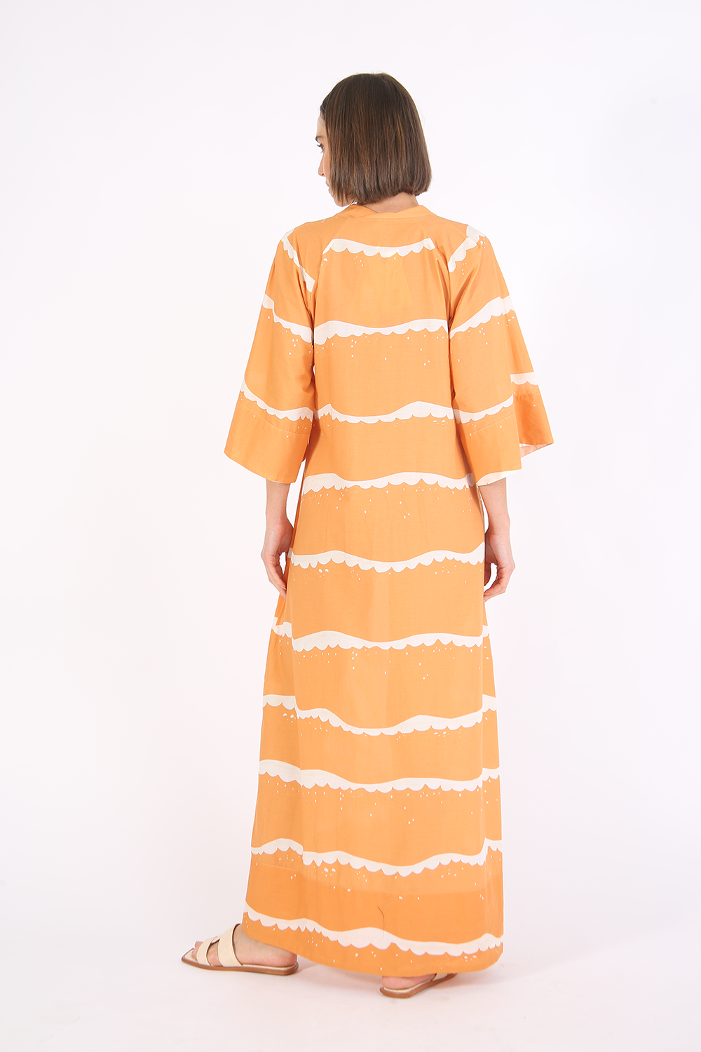 LINNEN GODDESS PRINT KAFTAN COTTON DRESS