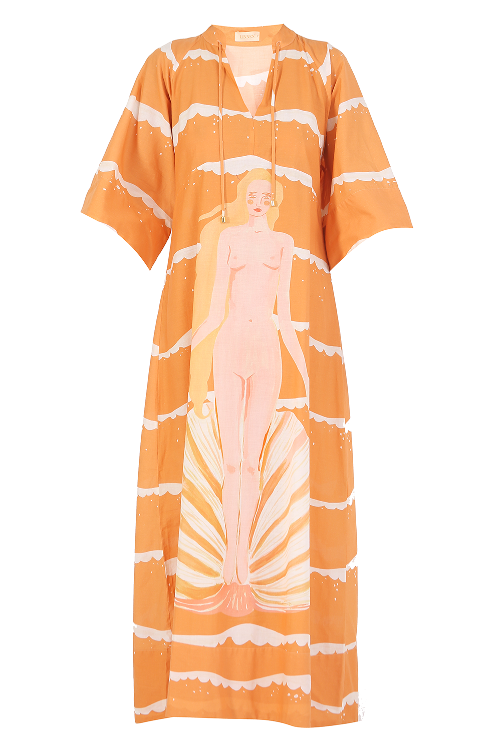 LINNEN GODDESS PRINT KAFTAN COTTON DRESS