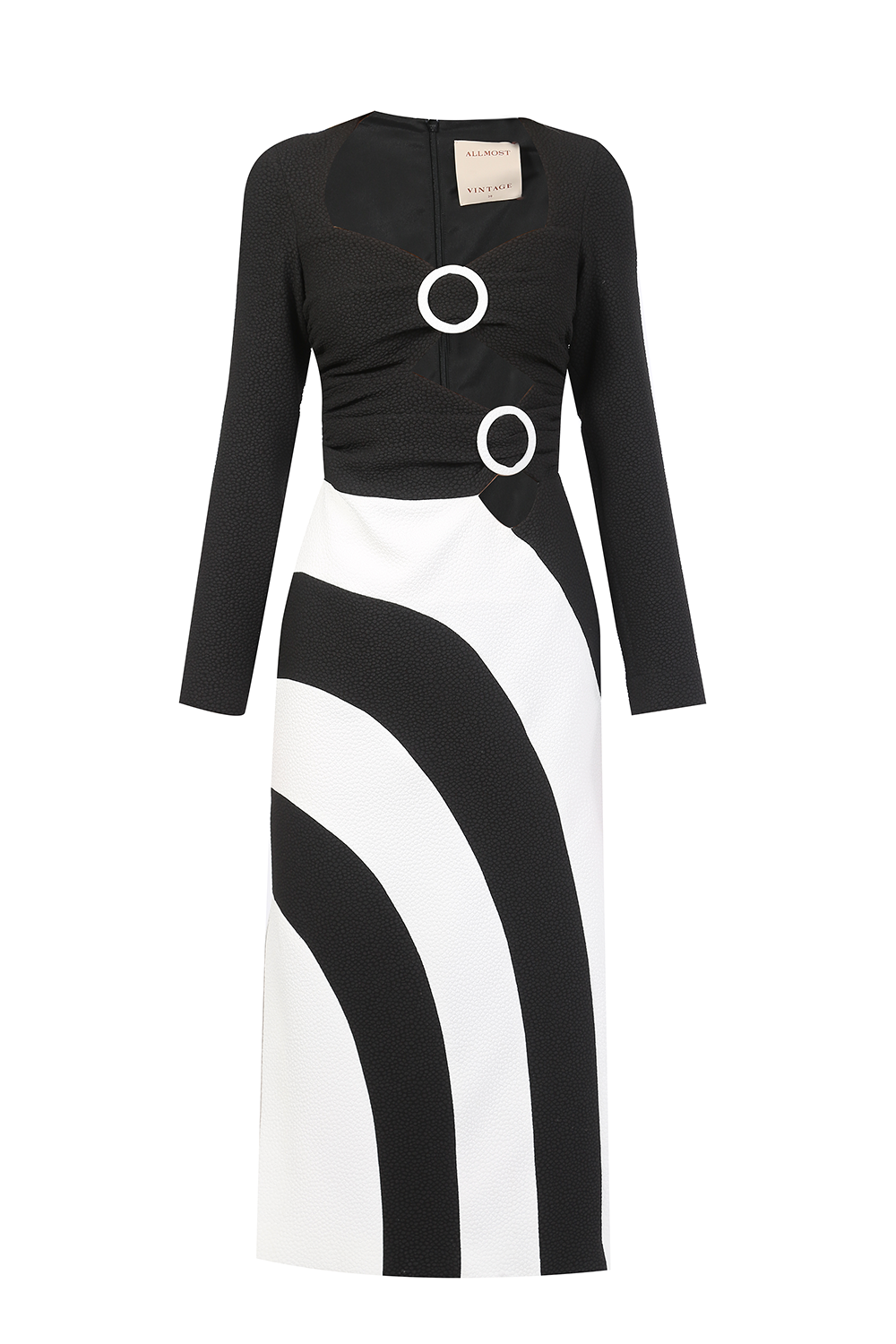 VINTAGE ALLMOST BLACK AND WHITE VESTIDO