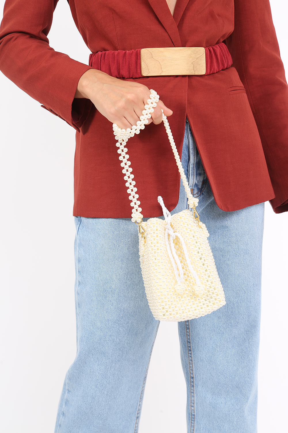 BOLSA BUCKET PEARL OFF WHITE FABI MARCHIORI