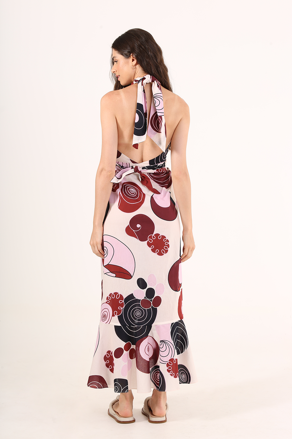 LINNEN SNAIL PRINT TONES DRESS